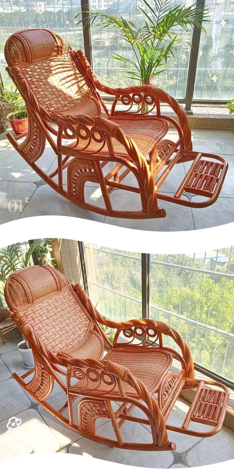 藤椅天然真藤搖椅躺椅午睡:/ 藤編搖搖椅老人家用陽臺休閑成人